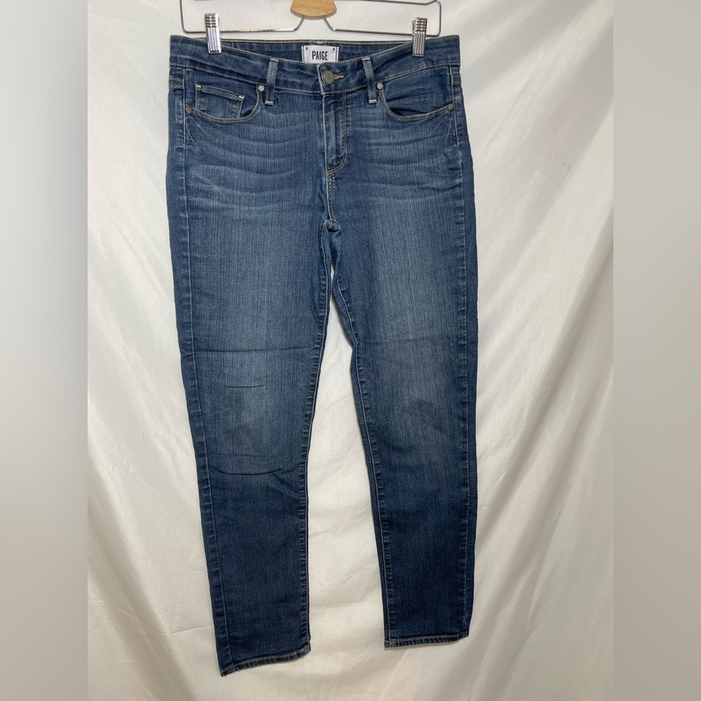 PAIGE Kylie Crop Jeans Size 30 Mid Rise Skinny Crop Blue Denim - Picture 2 of 8